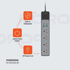 Porodo 3AC | 45W | 300W Power Strip Fwc052 - Black